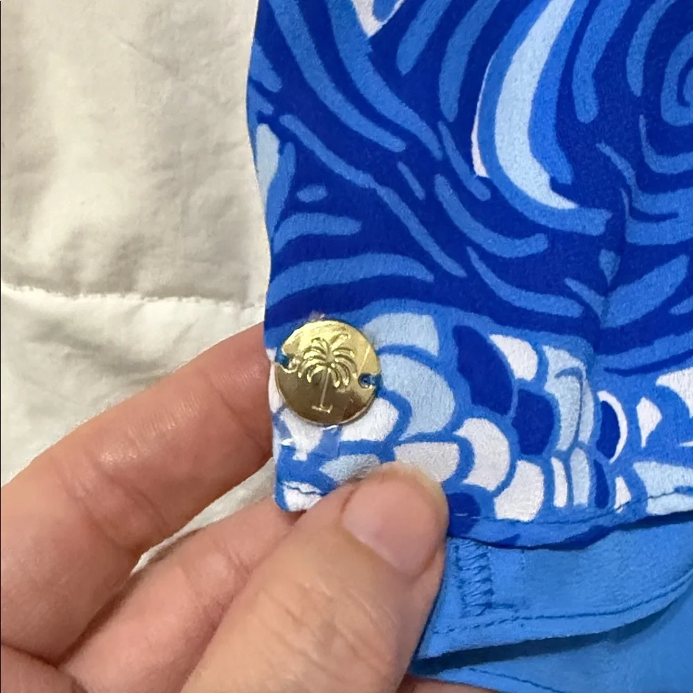 Lilly Pulitzer Blue & White Offishal Print Reversible Blouse NEW XL - Picture 6 of 14